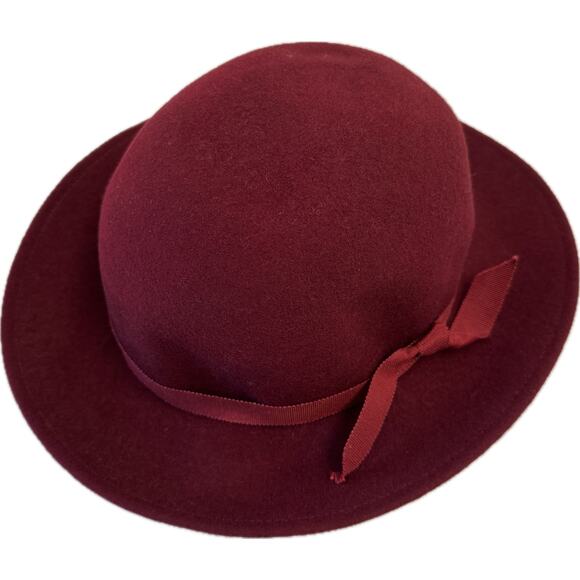 GEORGE W. BOLLMAN & CO. Vintage Women's Doeskin Felt Wool Hat Burgundy Wine - Picture 1 of 10